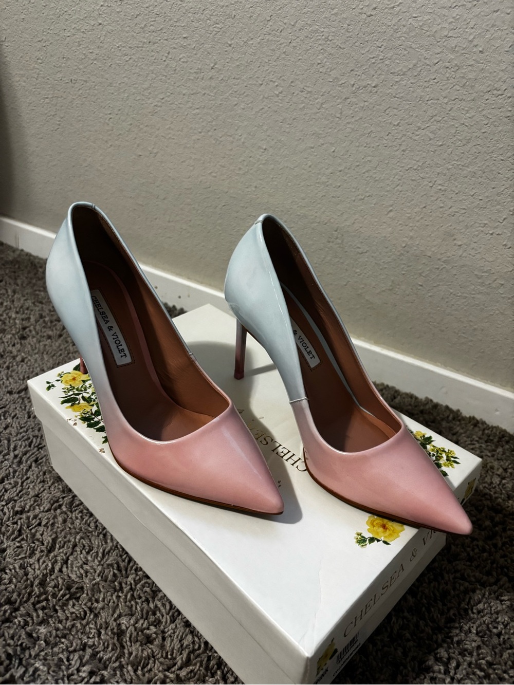 Chelsea & Violet Pink and Light Blue Pointed Toe Stiletto Heels